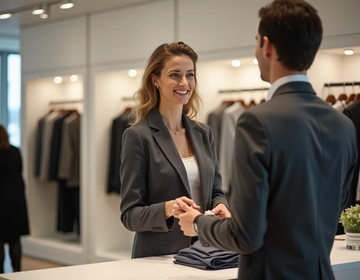 Cliente effectuant un retour de commande au service client d'un magasin Zara